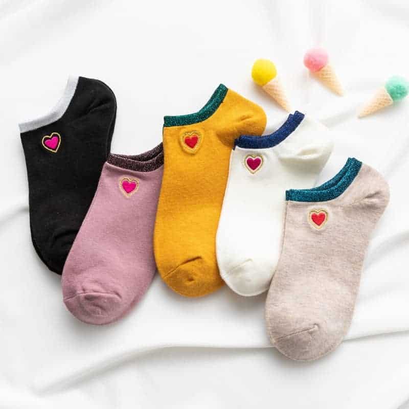 Glitter Heart Ankle Socks For Her | Socksies