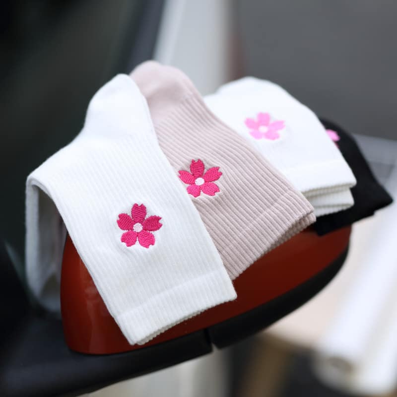 Cherry Blossom Embroidery Cotton Socks For Her Socksies